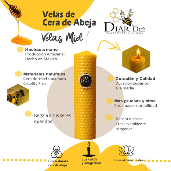 10 Pzs Velas de Cera de...