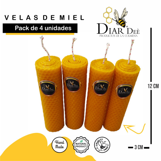 4 Velas de Cera de Abeja...